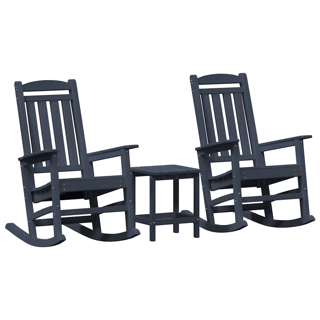 Garden Rocking Chair 3 pcs Navy 38 x 38 x 46cm Plastic